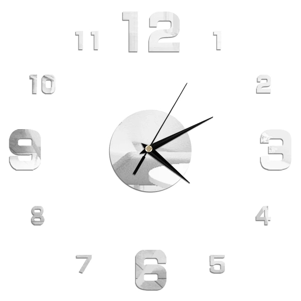 27inch Nordic Wall Clock Dining Restaurant Cafe Decorative Clocks Acrylic Mirror Wall Sticker Silent Quartz Watch Home Decor Techelectronicx