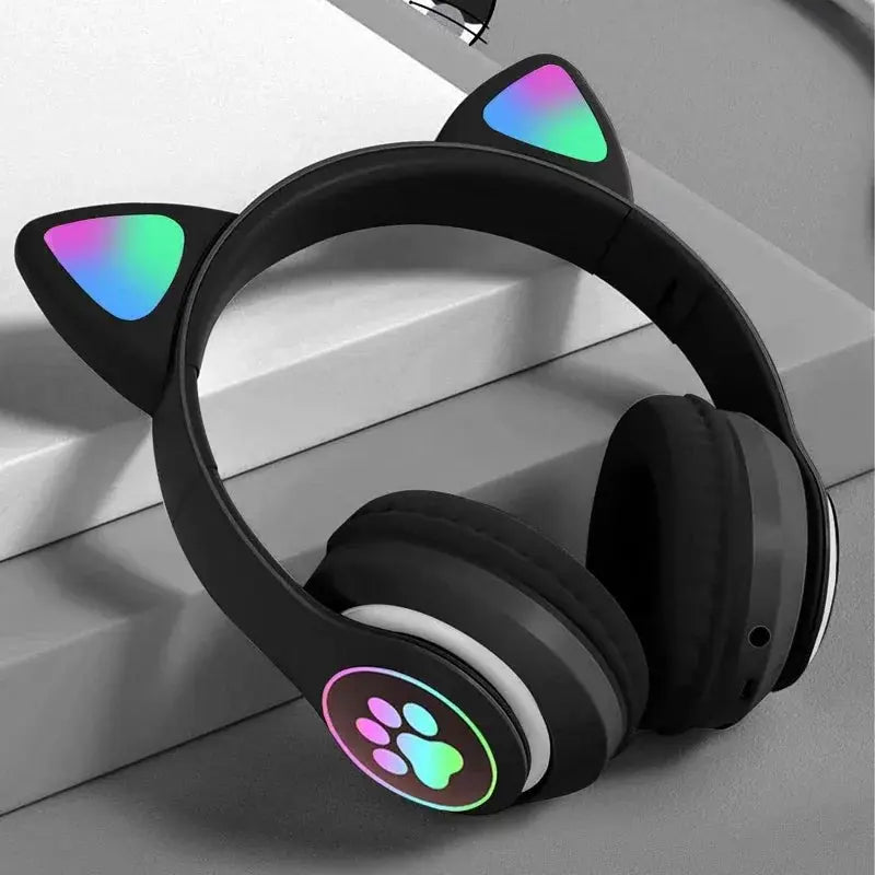 Headband wireless headphones, Jerry 5.0, long battery life, high sound quality, cat ears, wireless headphones for music/games - TechElect