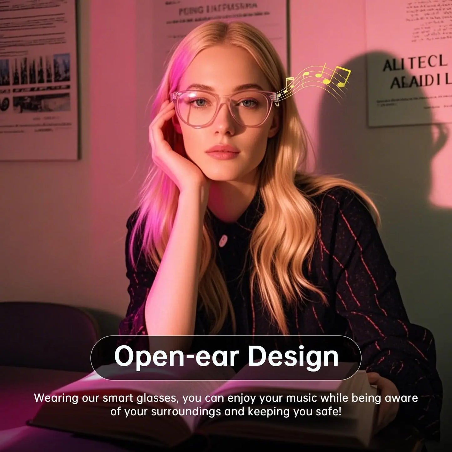 Smart Glasses for Men Women Color-changing Blue Light Lenses Bluetooth 5.3 Audio Intelligent Touch HD Calls HI-FI Sound Quality TechElect