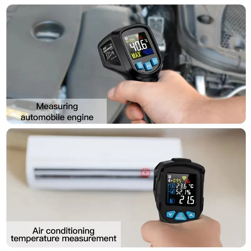 -50 to 800 Degree Mestek Digital Infrared Thermometer Laser Temperature Meter Non-contact Pyrometer Hygrometer IR Thermometer Techelectronicx