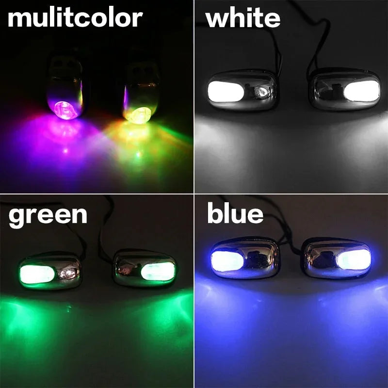 1 Pair Car Light Wiper Hood Windshield Water Spray Nozzle Washer Lamp 12V Universal Jet Water Spray Nozzle Spout with LED Light Techelectronicx