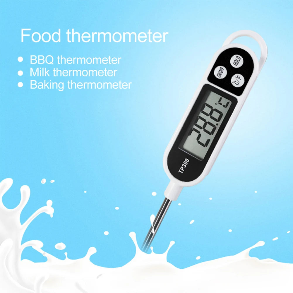 TP300 Electronic Food Thermometer LCD Display Kitchen Thermometer Digital Temperature Measuring Tool for Meat /Cooking /BBQ/Milk Techelectronicx