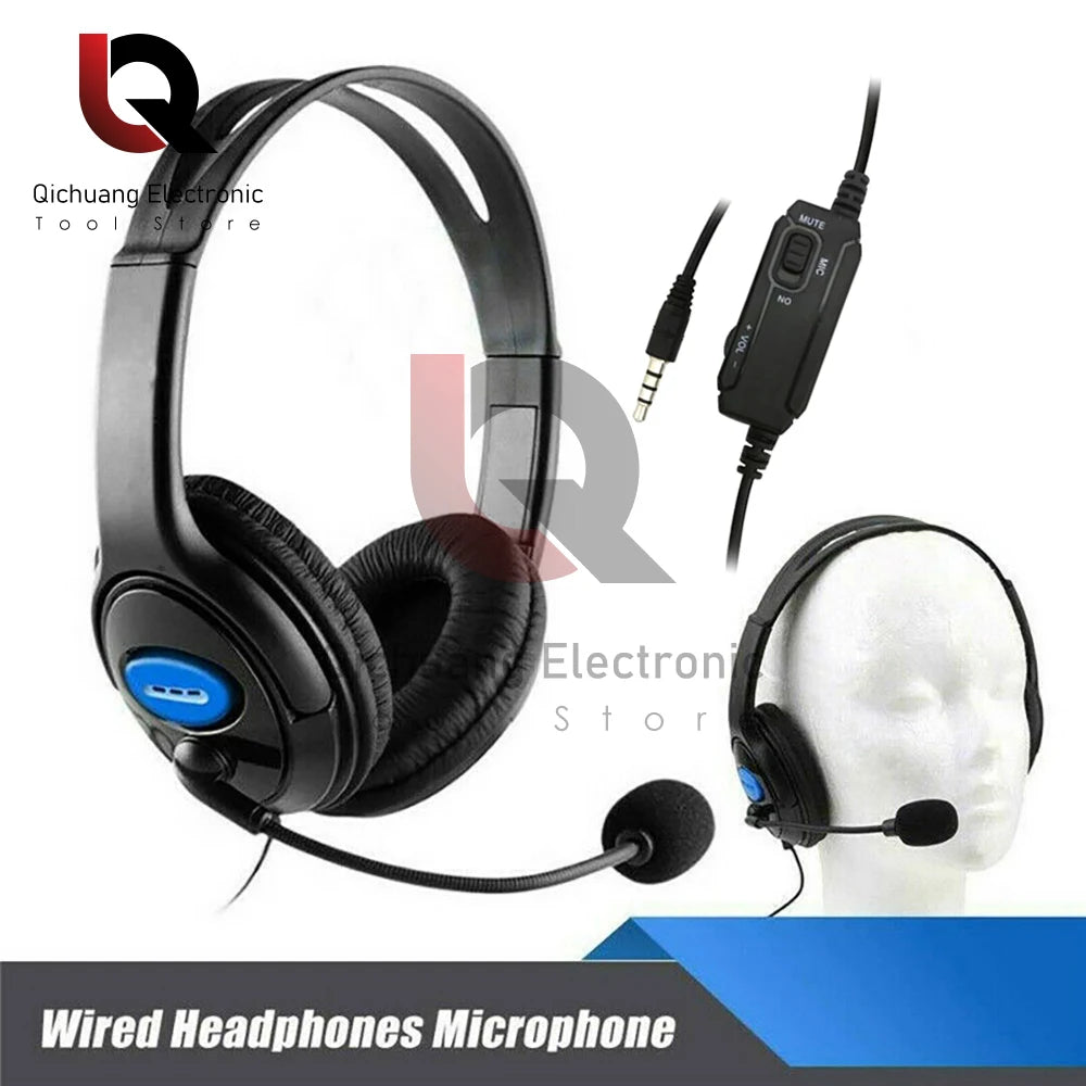 Headphones 3.5mm Wired Gaming Headset Earphones Music For PS4 Play Station 4 Game PC Chat computer With Microphone 120° Rotation - TechElect