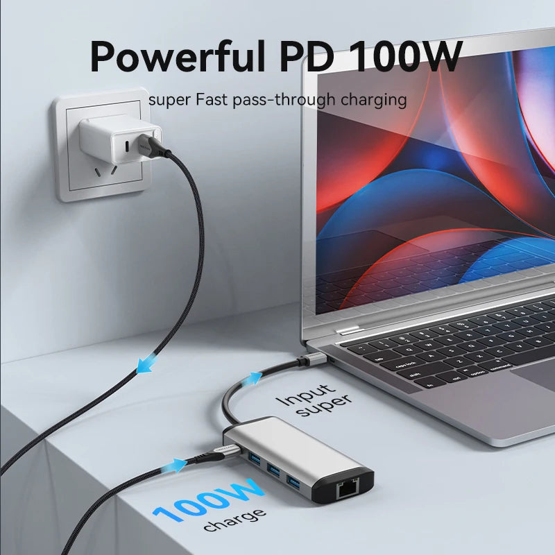 Vention USB C HUB Type C to USB 3.0 Dock Station USB C HDMI RJ45 4K for MacBook Pro Air Accessories Type C 3.1 Splitter USB HUB TechElect