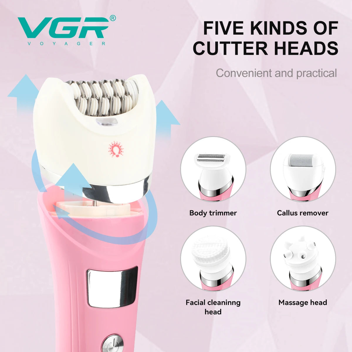 VGR Hair Trimmer Electric Epilator Hair Removal Personal Care Appliances Body Trimmer 5 IN 1 Waterproof Hair Remover Women V-759 Techelectronicx