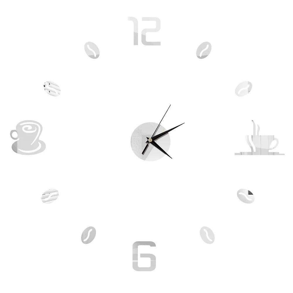 27inch Nordic Wall Clock Dining Restaurant Cafe Decorative Clocks Acrylic Mirror Wall Sticker Silent Quartz Watch Home Decor Techelectronicx