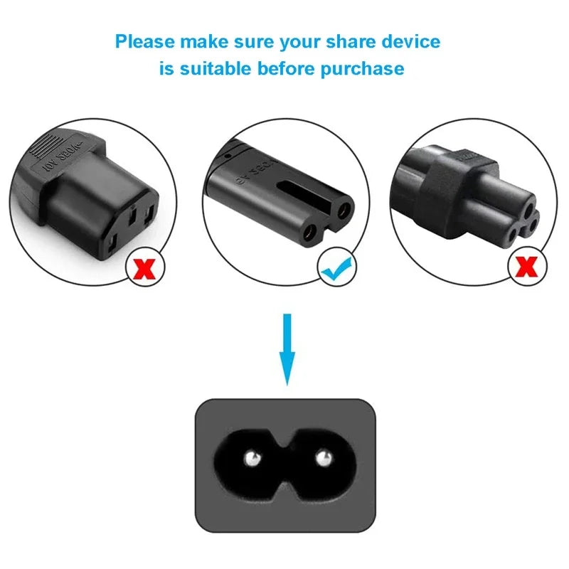 0.3-10m EU Extension Cord C7 Power Cable Figure 8 Euro Plug AC Cable For Samsung LG Sony TV Samsung Monitor Power Supply PS2 3 Techelectronicx