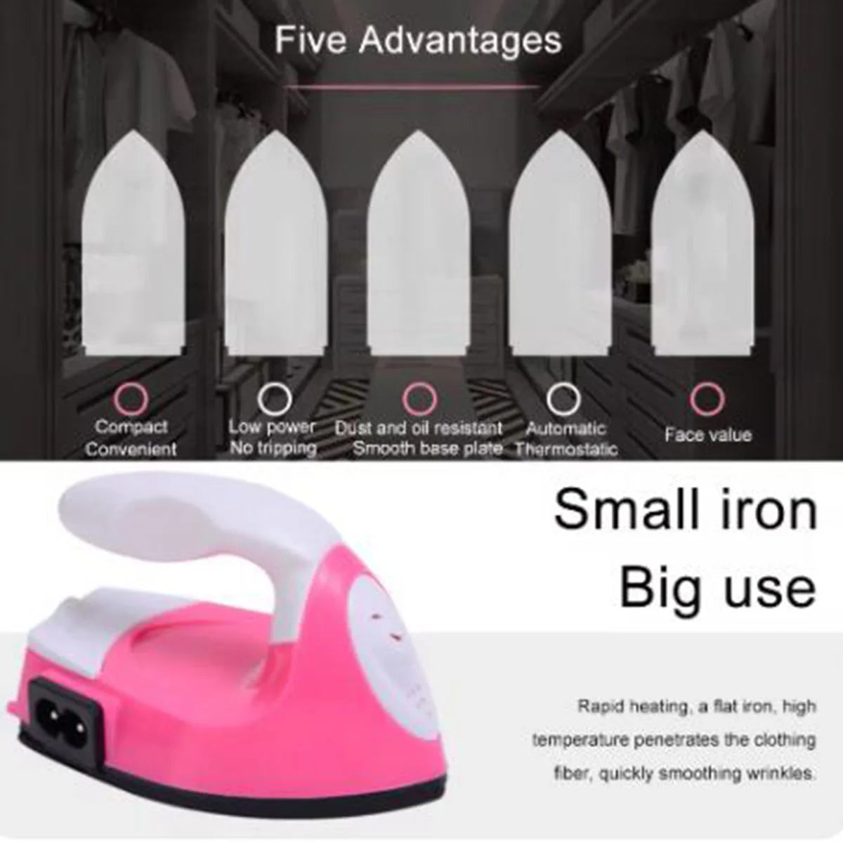 1pc Mini Craft Iron Electric Iron Portable Handy Heat Press Diy Small Iron For Ironing Clothes Laundry Appliances US Plug Techelectronicx
