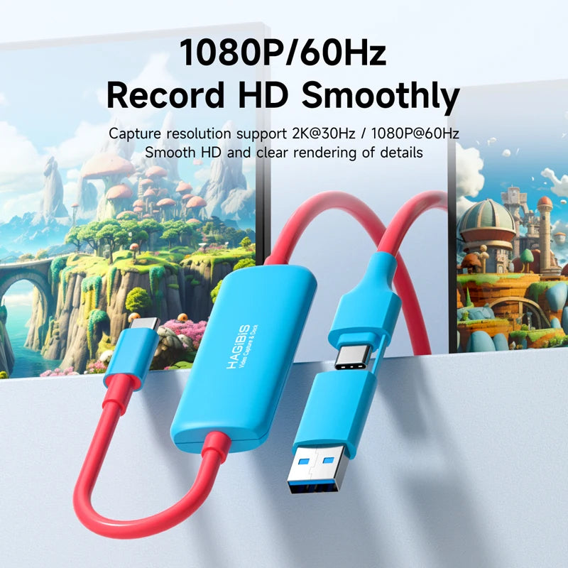 Hagibis USB3.0 Video Capture Card with 100W PD USB C to USB A/USB C Live and Record Video Audio Gaming for Quest 2 3 Switch ROG TechElect