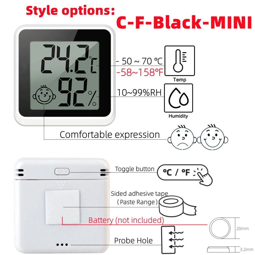 Mini LCD Digital Thermometer Hygrometer Indoor Room Temperature Humidity Meter Sensor Gauge Weather Station Techelectronicx