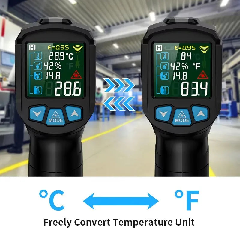 -50 to 800 Degree Mestek Digital Infrared Thermometer Laser Temperature Meter Non-contact Pyrometer Hygrometer IR Thermometer Techelectronicx
