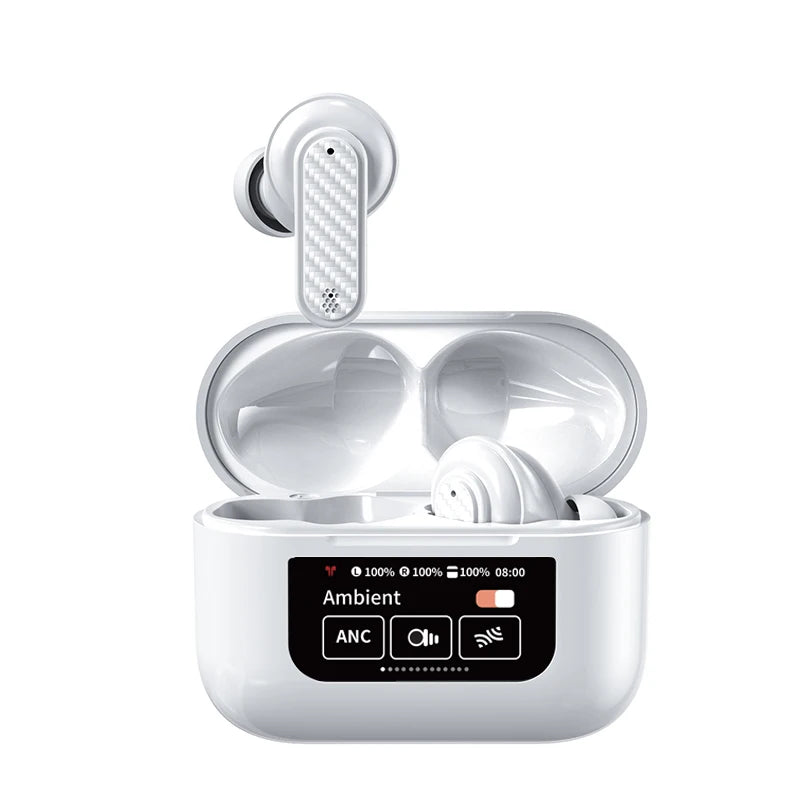 Wireless Headphone Earphones LED Touch Screen Visible Active Noise Cancellation music Headset Sport Earbuds With Microphone - TechElect