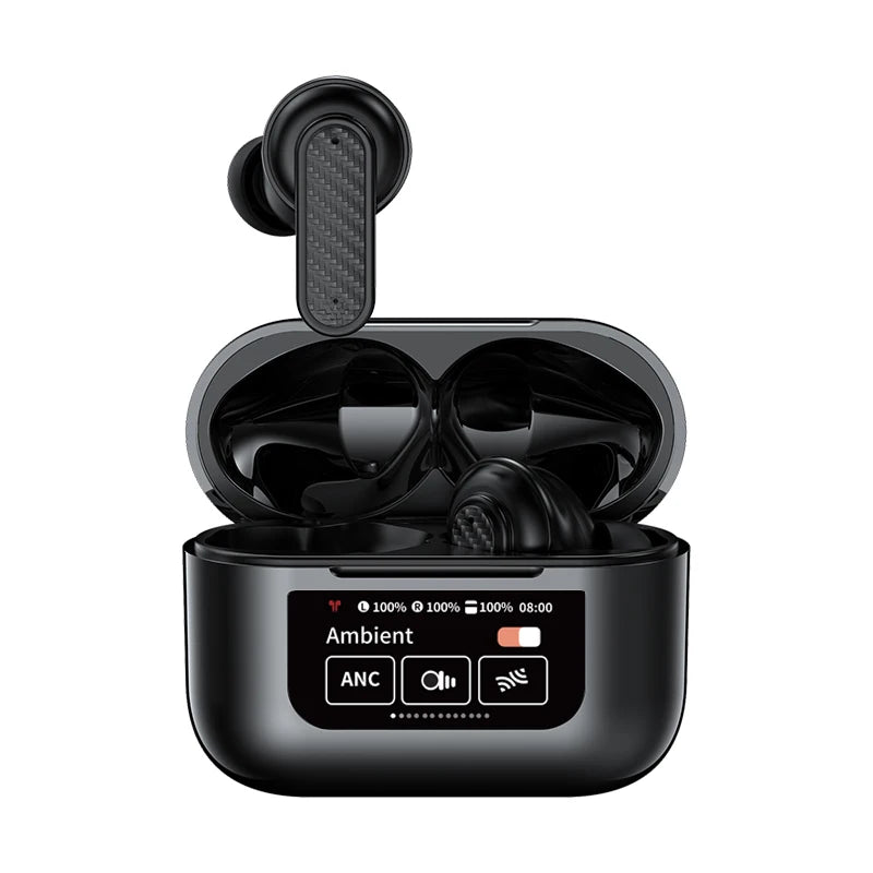 Wireless Headphone Earphones LED Touch Screen Visible Active Noise Cancellation music Headset Sport Earbuds With Microphone - TechElect