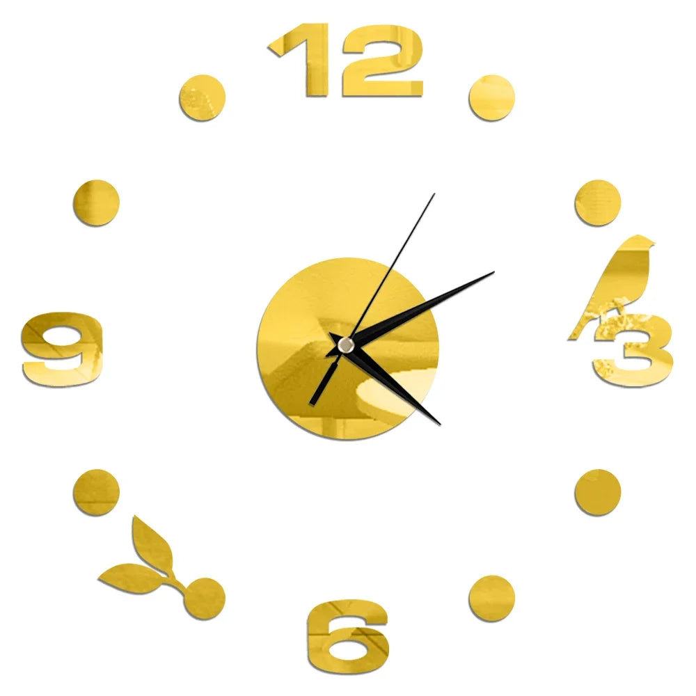 27inch Nordic Wall Clock Dining Restaurant Cafe Decorative Clocks Acrylic Mirror Wall Sticker Silent Quartz Watch Home Decor Techelectronicx