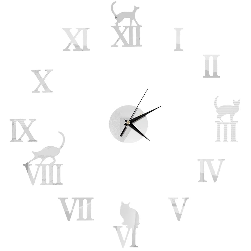 27inch Nordic Wall Clock Dining Restaurant Cafe Decorative Clocks Acrylic Mirror Wall Sticker Silent Quartz Watch Home Decor Techelectronicx