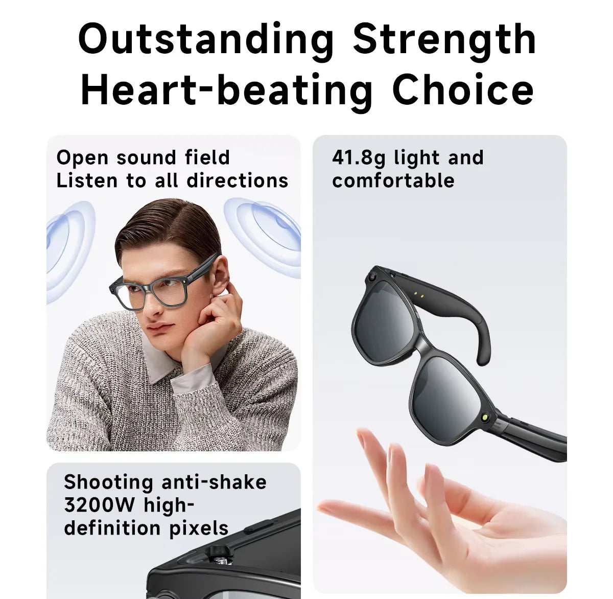 AI Smart Glasses Take Pictures Voice Assistant Translate Touch Control Built-in Mic &Speakers Bluetooth Call Audio Smart Glasses TechElect