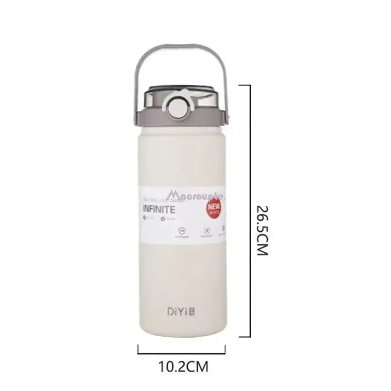 1.2L Large Capacity  Bottle with Straw Stainless Steel Double Drinking Straw Thermal Water Bottle Keep Cold and Hot Thermos Cup Techelectronicx