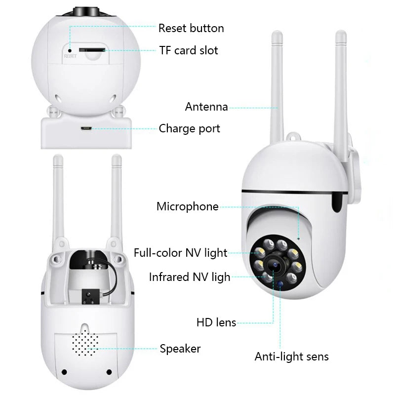 8MP Wifi IP Wireless Security Surveillance PTZ Camera 4X Zoom Cameras Tracking Two-way Audio HD Night Color Cam TechElect