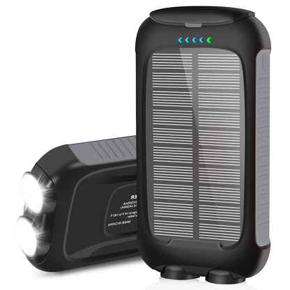 10000mAh Solar Power Bank Portable Waterproof Fast Charge Dual USB Outdoor Charger LED Light for Camping Hiking Travel Techelectronicx