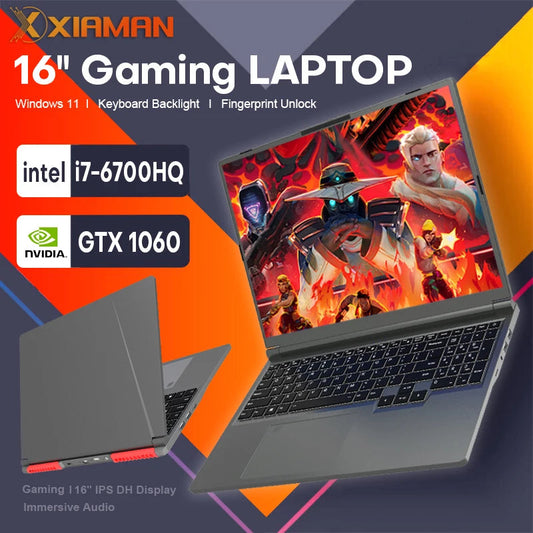 Xiaman 16" Gaming Laptop intel Core i7-6700HQ GTX 1060 IPS 1920*1200 Notebook PC 16GB DDR4 1TB SSD Windows 11 Laptop Computer Techelectronicx
