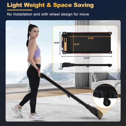 Wood Grain Design 2.5HP Treadmill - Walking Pad, 300LBS Capacity, Remote Control, Incline, For Home & Office Use TechElect