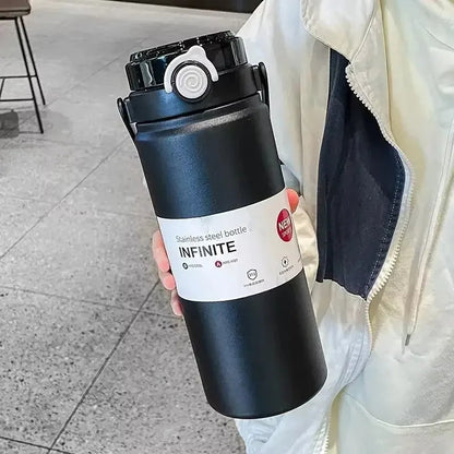 1.2L Large Capacity  Bottle with Straw Stainless Steel Double Drinking Straw Thermal Water Bottle Keep Cold and Hot Thermos Cup Techelectronicx