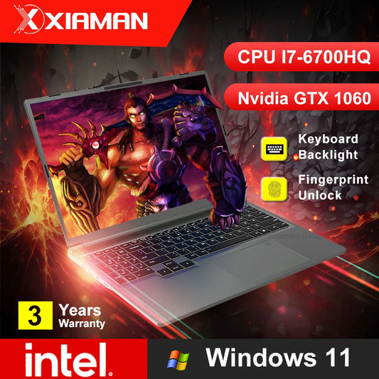 Xiaman 16 inch Gaming Laptop intel Core i7-6700HQ GTX 1060 IPS 1920*1200 Notebook PC 16GB RAM 1TB SSD Windows 11 Laptop Computer Techelectronicx