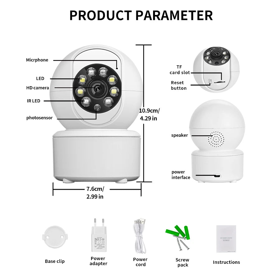 1080P Smart WIFI Security Protection Pet Baby Monitor Camera Full Color Night Vision Automatic Tracking Two-Way Audio ICSEE TechElect