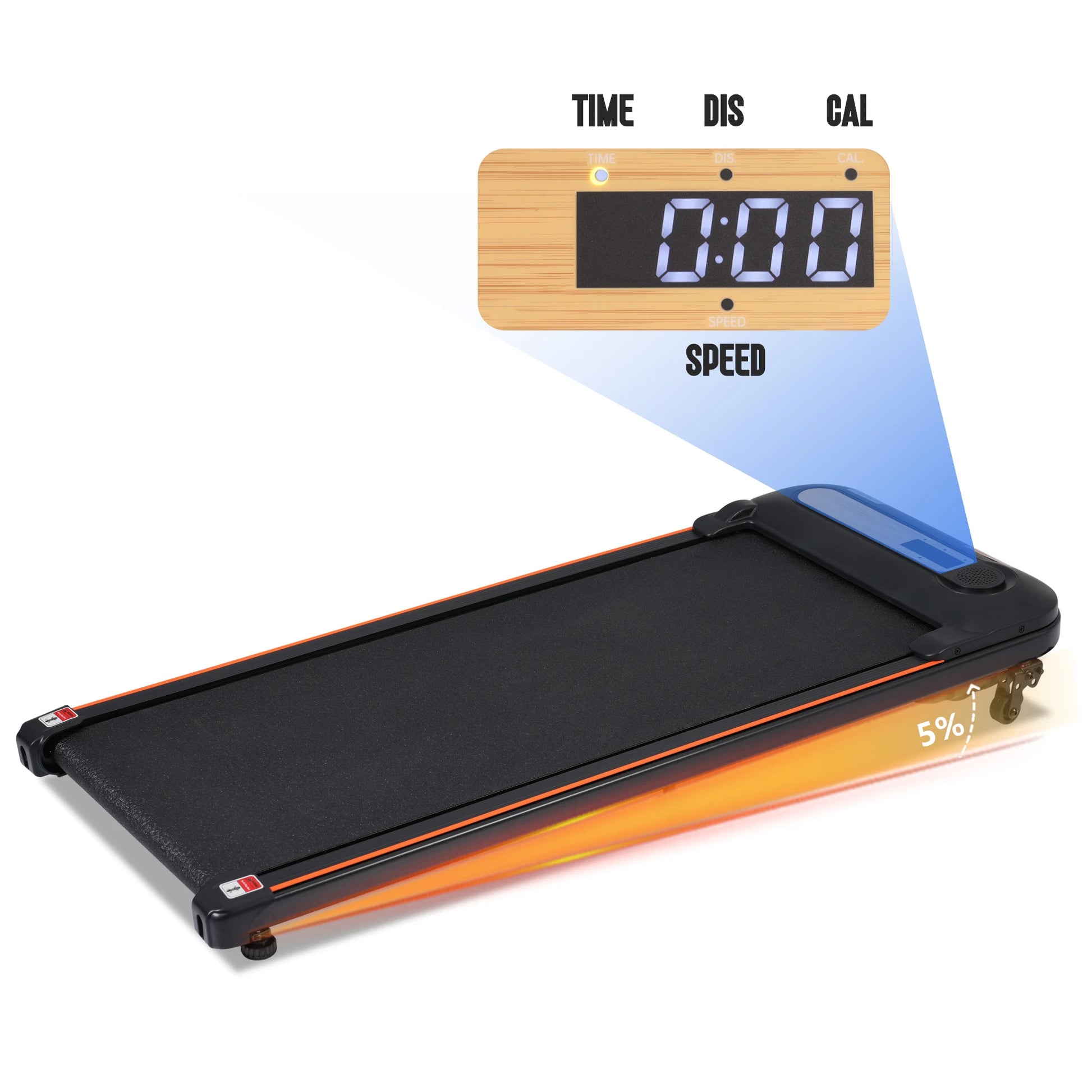 Modern Wood Grain Walking Treadmill 2.5HP - Under Desk, 0.5-4MPH, 300LBS Capacity, Incline, Remote Control TechElect
