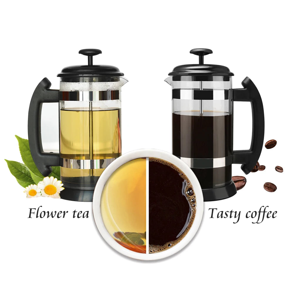 1000ML/ 600ML French Press Coffee Maker High Borosilicate Glass House Coffee Brewer Milk Foam Frother Barista Tea Maker Techelectronicx