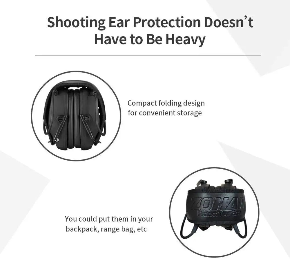 ZOHAN Shooting Hearing Protection Electronic Tactical Headset noise cancelling Hunting Earmuffs Shoot with Replacement Ear pads Techelectronicx