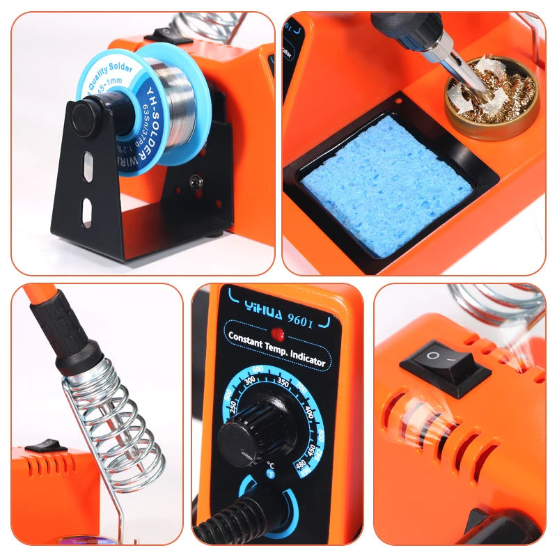 YIHUA 926LED-III Digital Electric Soldering Iron Kit with Helping Hands 960I Adjustable Temperature Portable Soldering Station Techelectronicx