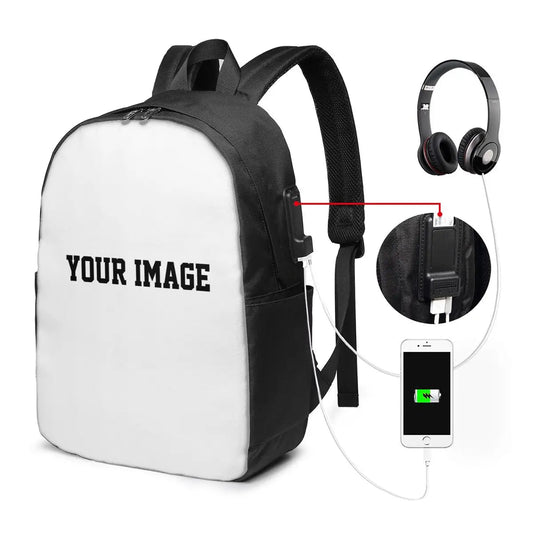 Your Image - Custom Made Backpack With USB Design Your Own USB Backpack Customized Backpacks Techelectronicx