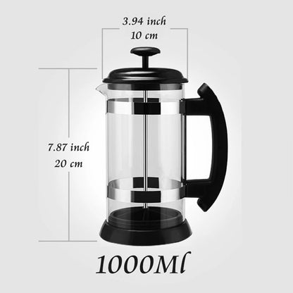 1000ML/ 600ML French Press Coffee Maker High Borosilicate Glass House Coffee Brewer Milk Foam Frother Barista Tea Maker Techelectronicx