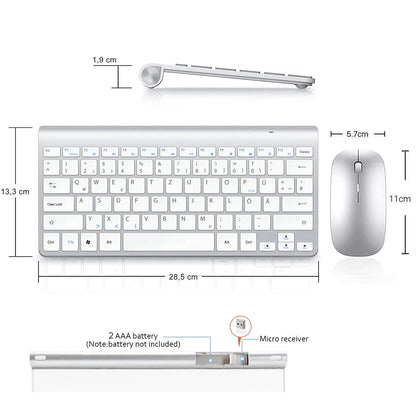 2.4G Wireless German Keyboard Mouse Ultra Slim Multimedia Keyboard Mouse Combo Low Noise for Laptop Desktop Windows Smart TV Techelectronicx