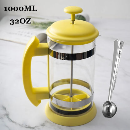 1000ML/ 600ML French Press Coffee Maker High Borosilicate Glass House Coffee Brewer Milk Foam Frother Barista Tea Maker Techelectronicx