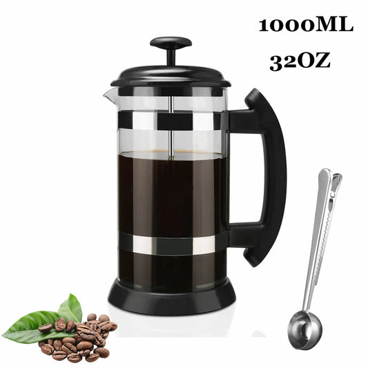 1000ML/ 600ML French Press Coffee Maker High Borosilicate Glass House Coffee Brewer Milk Foam Frother Barista Tea Maker Techelectronicx