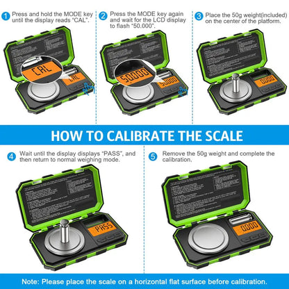 0.001g 50g Mini Digital Scale Jewelry Milligram Scales Portable Kitchen Baking Scale with Calibration Weight Techtronicx