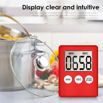 Magnet Kitchen Cooking Timers LCD Digital Screen Kitchen Timer Square Cooking Timer Count Up Countdown Alarm Clock For Cooking Techelectronicx