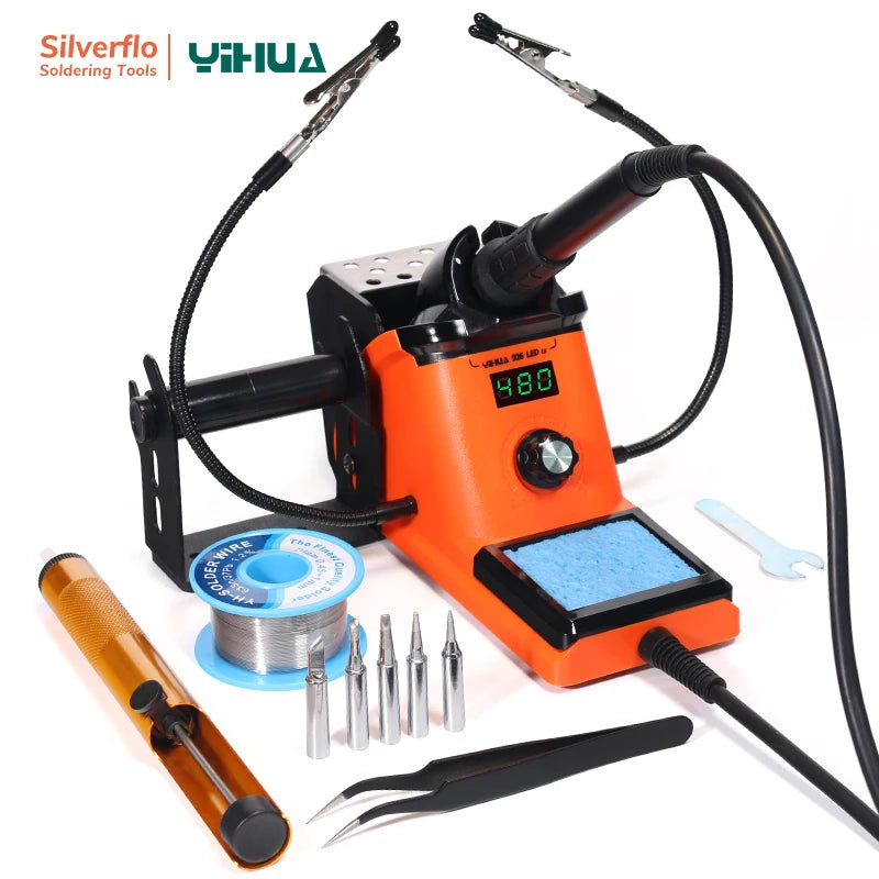 YIHUA 926LED-III Digital Electric Soldering Iron Kit with Helping Hands 960I Adjustable Temperature Portable Soldering Station Techelectronicx
