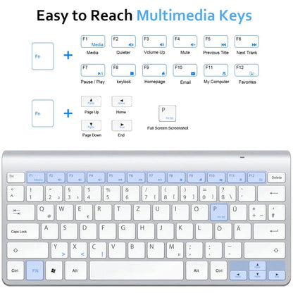 2.4G Wireless German Keyboard Mouse Ultra Slim Multimedia Keyboard Mouse Combo Low Noise for Laptop Desktop Windows Smart TV Techelectronicx