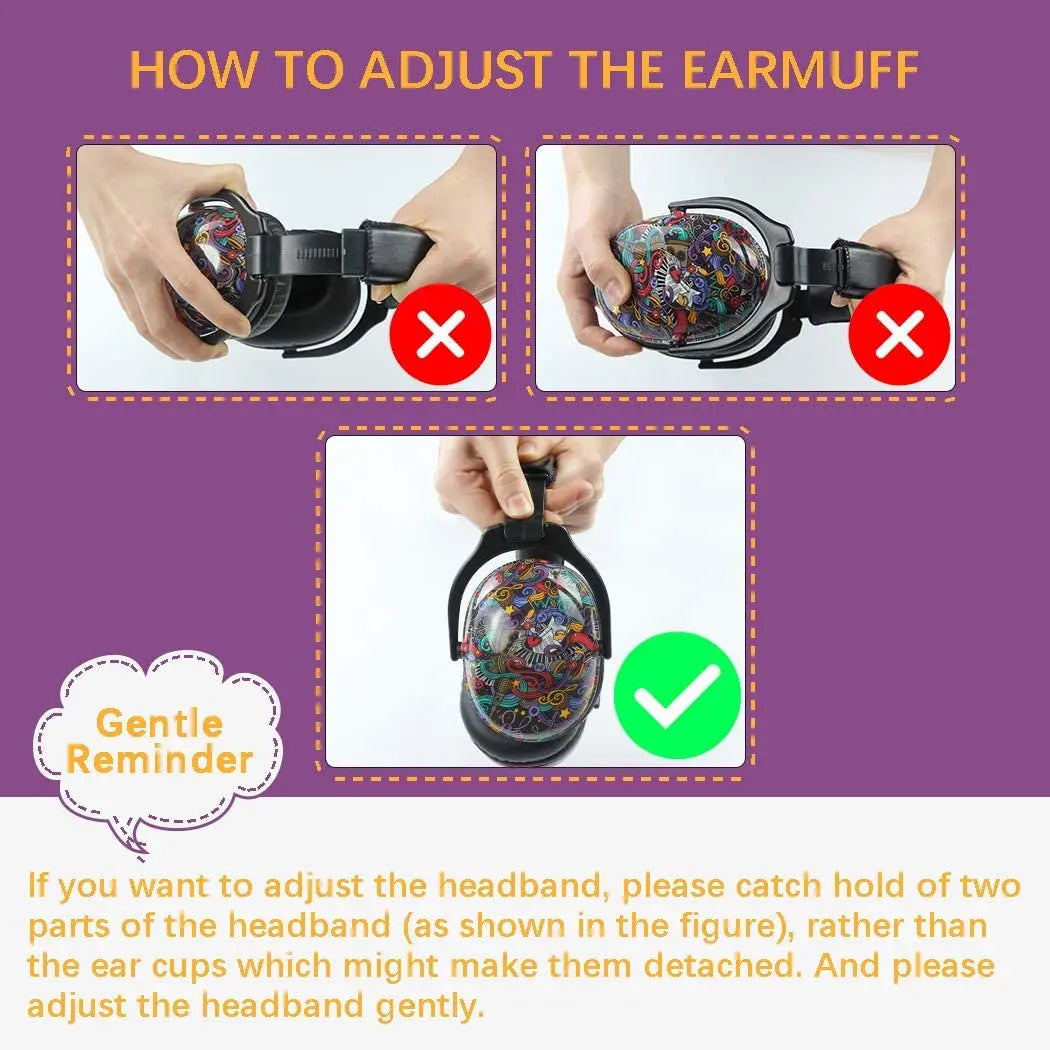 ZOHAN Toddler Defenders Hearing Protection Cartoon Kid Safety Ear Muffs Noise Reduction for Childrens Earmuffs Adjustable Techelectronicx
