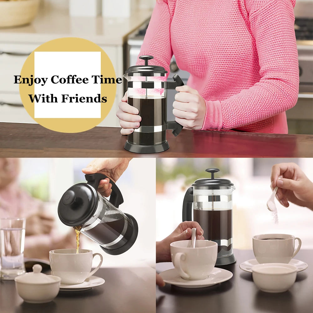 1000ML/ 600ML French Press Coffee Maker High Borosilicate Glass House Coffee Brewer Milk Foam Frother Barista Tea Maker Techelectronicx