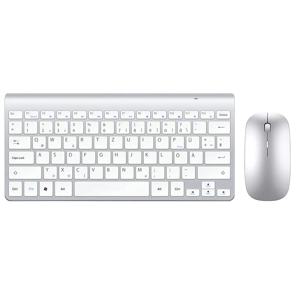 2.4G Wireless German Keyboard Mouse Ultra Slim Multimedia Keyboard Mouse Combo Low Noise for Laptop Desktop Windows Smart TV Techelectronicx