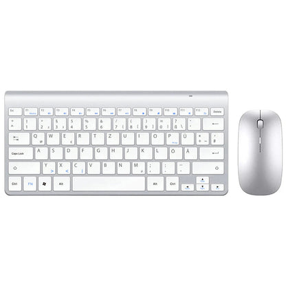 2.4G Wireless German Keyboard Mouse Ultra Slim Multimedia Keyboard Mouse Combo Low Noise for Laptop Desktop Windows Smart TV Techelectronicx