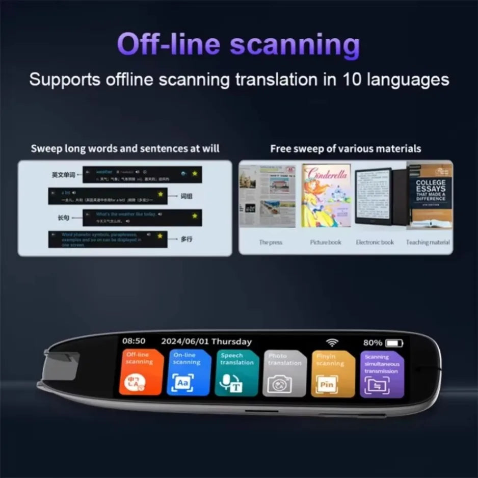 XIKCU S65 Pro Smart Voice Translator 142 Languages WIFI Scan Translation Pen Scanning Translation Pen For Business Travel Abroad TechElect