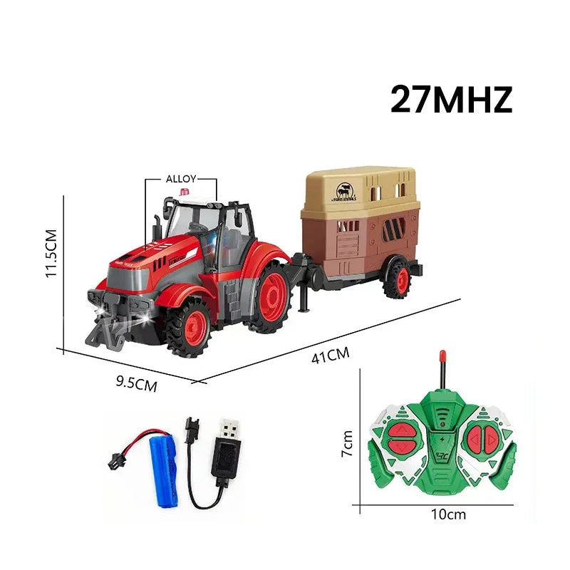1/24 4Ch Rc Car with Light Remote Control Farmer Vehicle Simulated Electric Model Toys Engineering Vehicle Children Boys Gift Techelectronicx