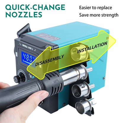 YIHUA 959D-II 700W Rework Station with Easy Plug-pull Nozzles Hot Air Gun Welding Station Digital Temperature Calibration TechElect