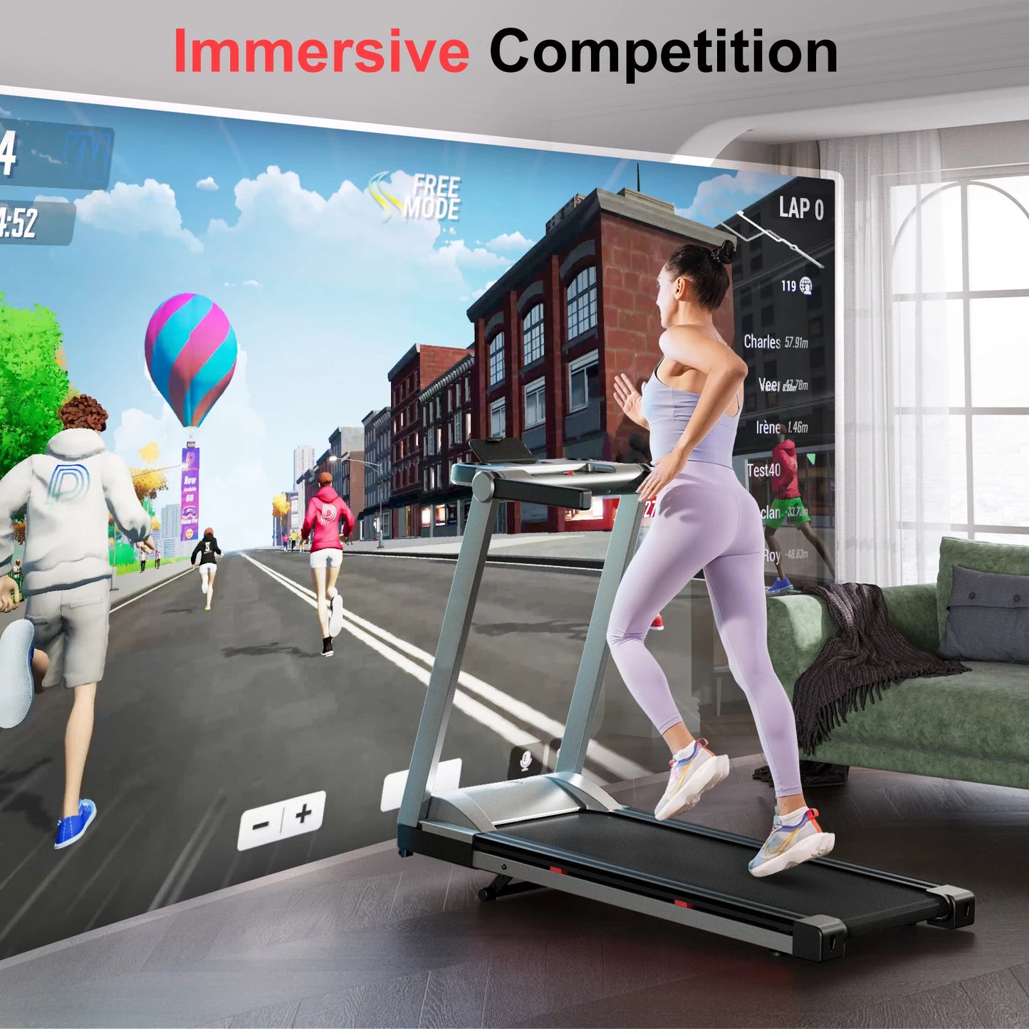 3.5HP Foldable Incline Home Treadmill Walking Pad with Handle Bar Holder 350LBS Capacity Touch Screen Smart App Data Monitoring TechElect