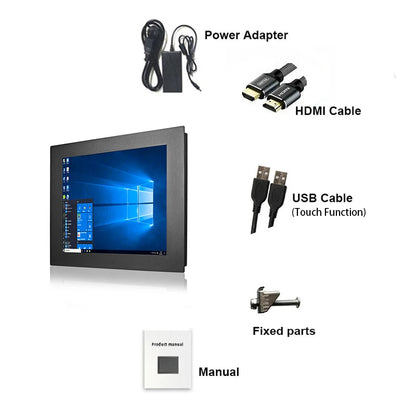 1000 Nits Sunlight Durable 15 Inch Embedded Mount Display VGA DVI HDMI Industrial Touch Screen Monitor For Automation Equipment Techelectronicx